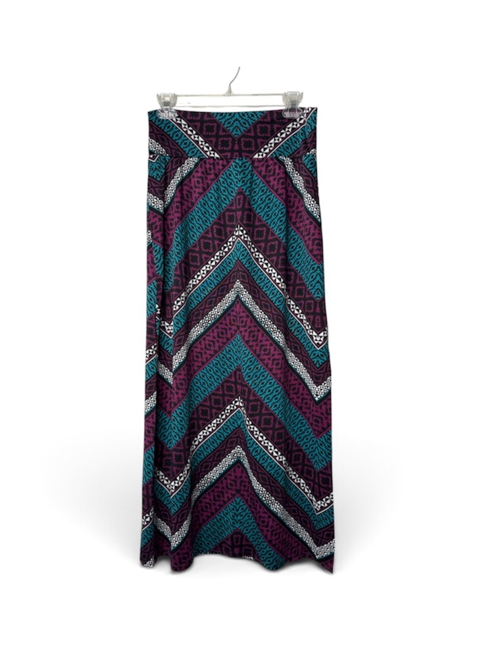 B-DESIGN Maxi Skirt Women’s Small Purple Blue Chevron Geometric Pull On